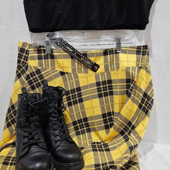 CROPPED BLACK TANK RUCHED NECKLINE BANDED HEM TOP XL - Picture 6 of 6